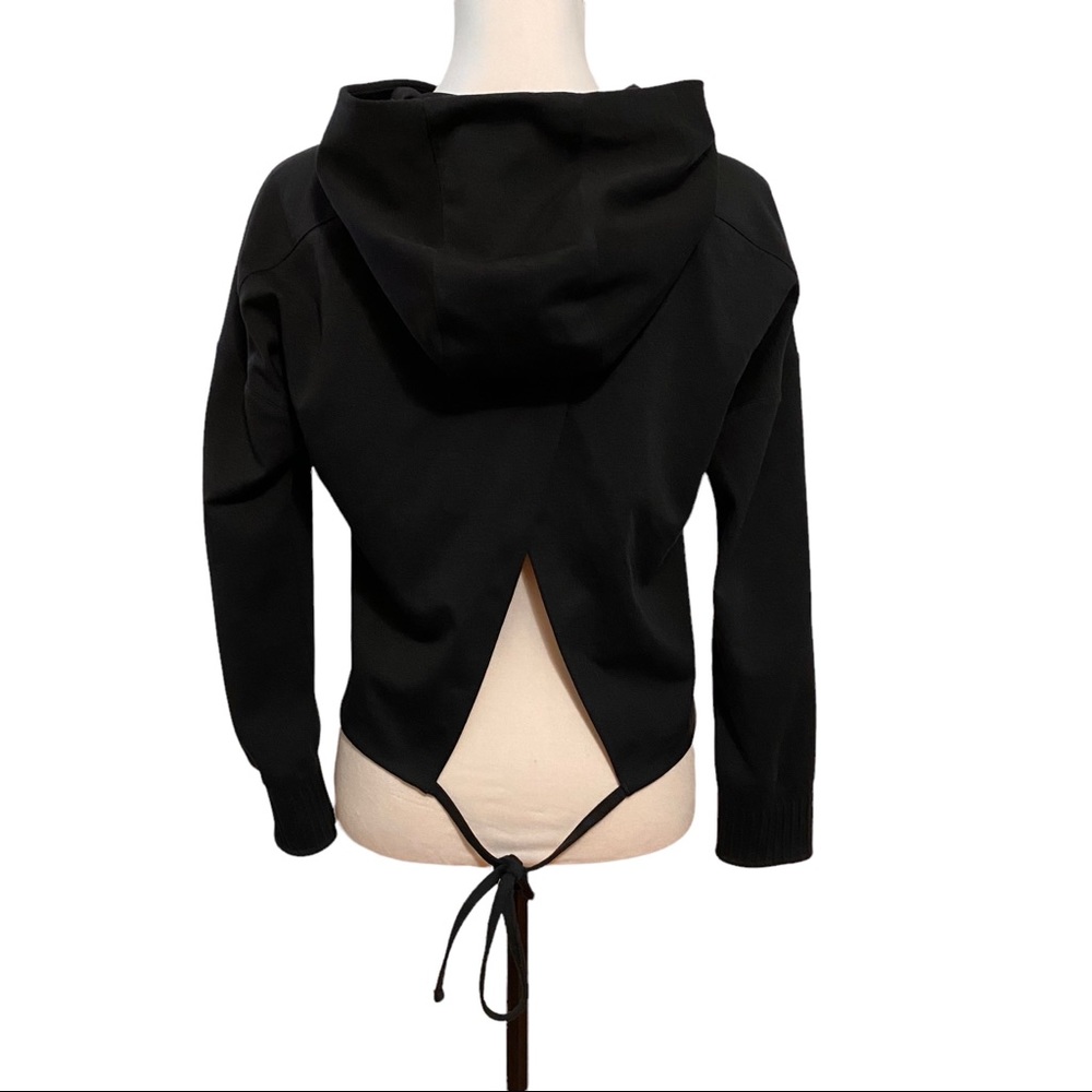 Lululemon Athletica Split Out Hoodie Black 6/S Open Tie Back Cropped Sweatshirt - Picture 9 of 15
